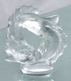 Lalique Colorless Glass Double Fish Sculpture