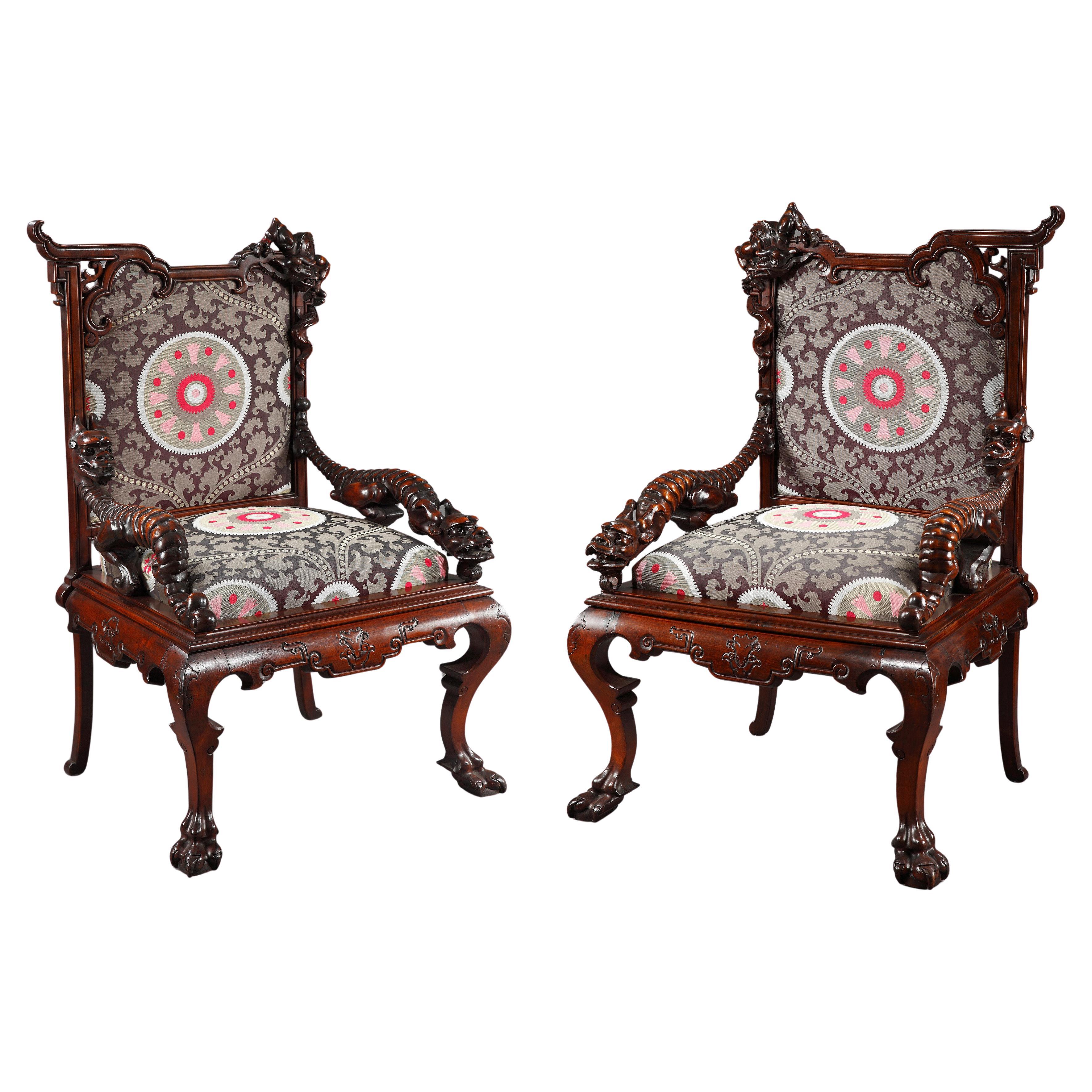 Paire de fauteuils du mouvement esthétique attribués à G.Viardot, France, vers 1880