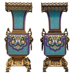 Pair of Cloisonné Vases Attributed to A. Giroux, France, Circa 1860