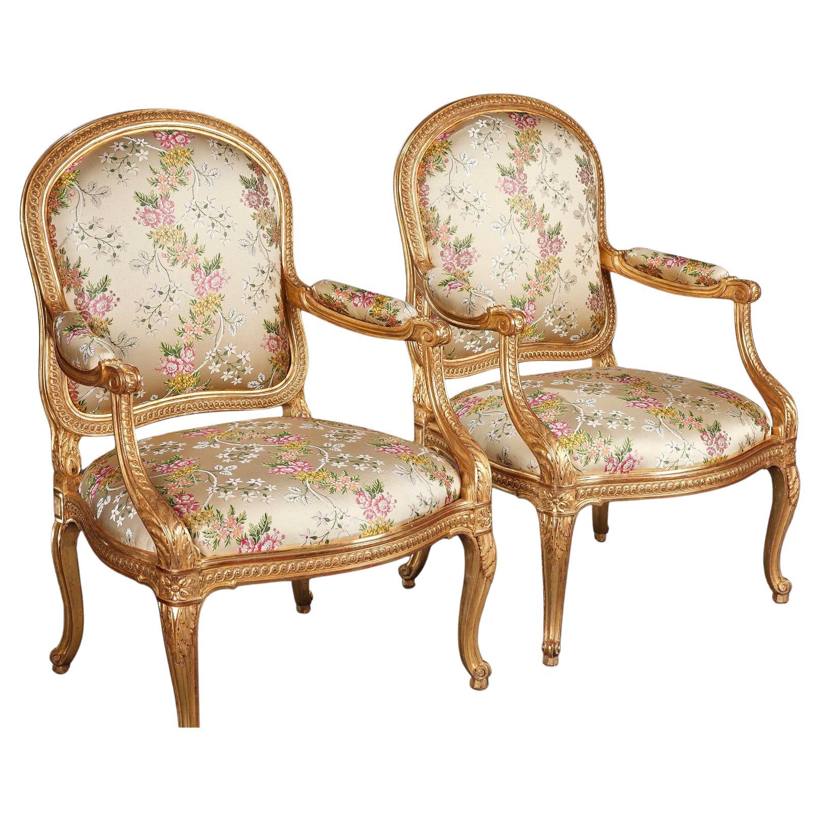 Bellissima coppia di poltrone in stile transizione "A Chassis", Francia, CIRCA 1880