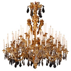Exceptional Crystal and Bronze Chandelier, L-A Marquis, France, C. 1860