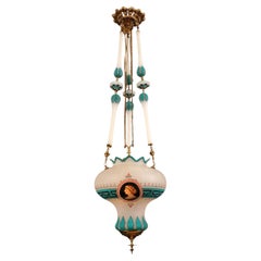 Neo-Greek Suspension Lamp by Baccarat, Opaline, France, 1860