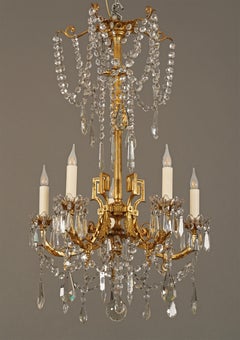 Greek style Crystal and Bronze Chandelier, France, Circa 1880