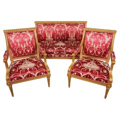 J.-B. III Lelarge, Salon Suite of Louis XVI period , France, Circa 1780, Silk