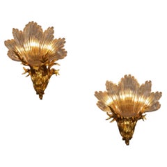 G. Gagneau, Coppia di applique in bronzo e cristallo con delfini, 1900 circa