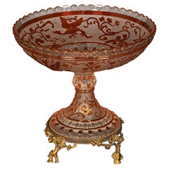 Baccarat Frosted Glass Bowl with Gilt-Bronze Base, Circa 1860
