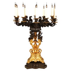 Guillaume Denière Centerpiece, Gilded Bronze, France, Circa 1850