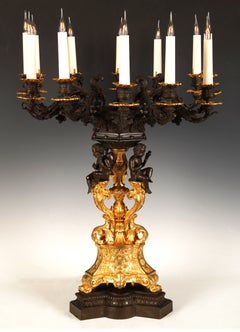 Guillaume Denière Centerpiece, Gilded Bronze, France, Circa 1850