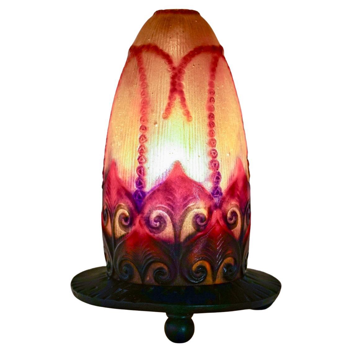 1924 Gabriel Argy-Rousseau Lampada da notte Plantes Aquatiques Pate Verre Vetro