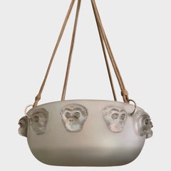 1928 René Lalique Ceiling Fixture Light Chandelier Madagascar Monkeys Glass