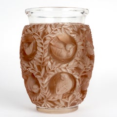 1939 Rene Lalique - Vase Bagatelle Glass with Sepia Pinky Patina