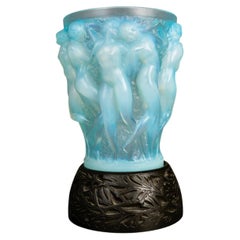 1927 René Lalique - Vase Bacchantes Opalescent Glass with Blue Patina