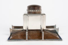 1920 Rene Lalique Inkwell Mures Blackberries Opalescent Glass with blue Patina