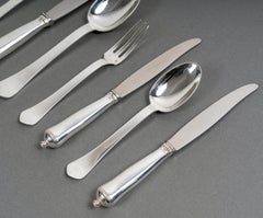 Puiforcat Cutlery Flatware Set Art Deco Sully Sterling Silver