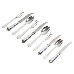 Puiforcat Cutlery Flatware Set Art Deco Sully Sterling Silver
