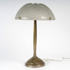 1924 René Lalique - Art Deco Lamp Coquilles Shells Glass & Bronze