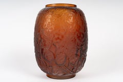 1914 René Lalique Vase Monnaie du Pape Red Amber Glass