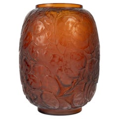 1914 René Lalique Vase Monnaie du Pape Red Amber Glass