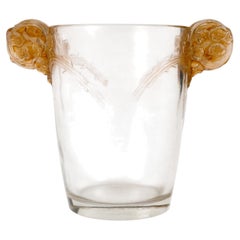 1926 René Lalique Vase Chamarande Glass with Sepia Patina