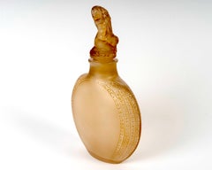 1928 Rene Lalique - Perfume Bottle Myosotis Glass with Sepia Patina
