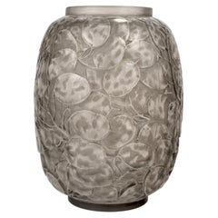 1914 René Lalique - Vase Monnaie Du Pape Glass With Grey Patina