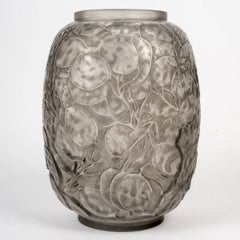 1914 René Lalique - Vase Monnaie Du Pape Glass With Grey Patina