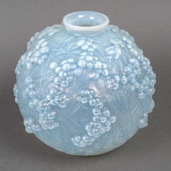 1924 René Lalique - Vase Druide Cased Opalescent Glass With Blue Patina