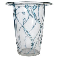 1913 René Lalique - Vaso "Bordure Bluets" in vetro con patina blu