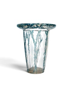 1913 René Lalique - Vase « Bordure Épines » en verre à la patine bleue