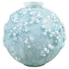 1924 René Lalique - Vase Druide Cased Opalescent Glass With Blue Patina
