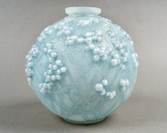 1924 René Lalique - Vase Druide Cased Opalescent Glass With Blue Patina
