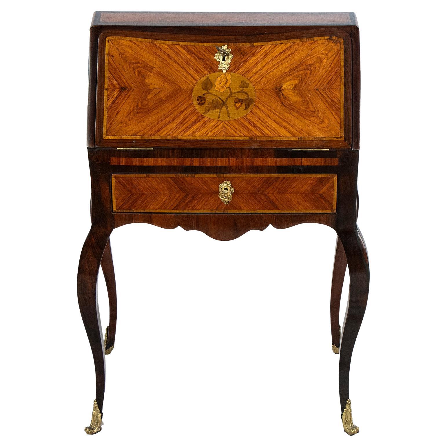 18th Century France Louis XV Ebony Kingwood Secretaire Desk