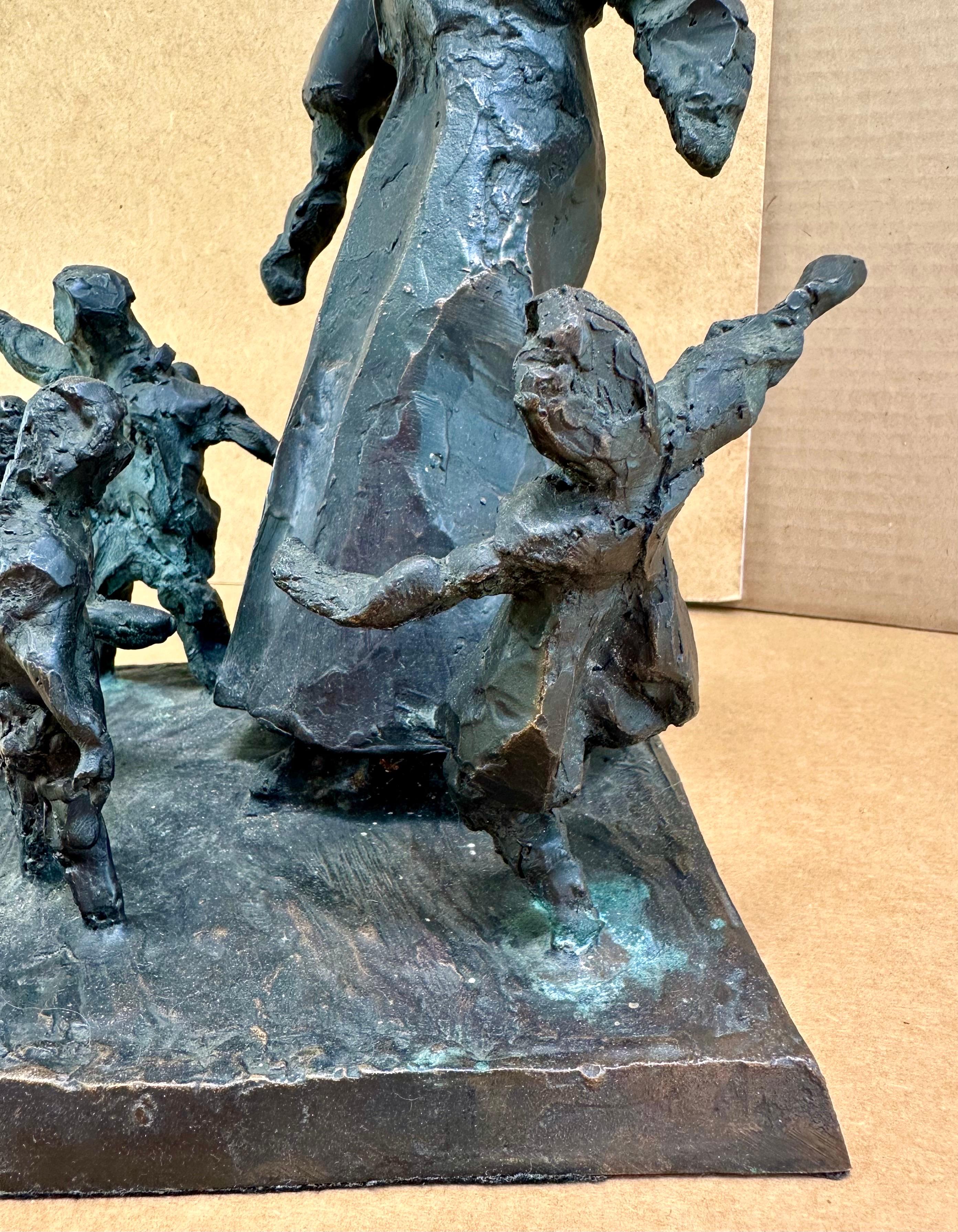 Cast Modern Abstract Patinated Bronze Sculpture attrib. Jane DeDecker For Sale