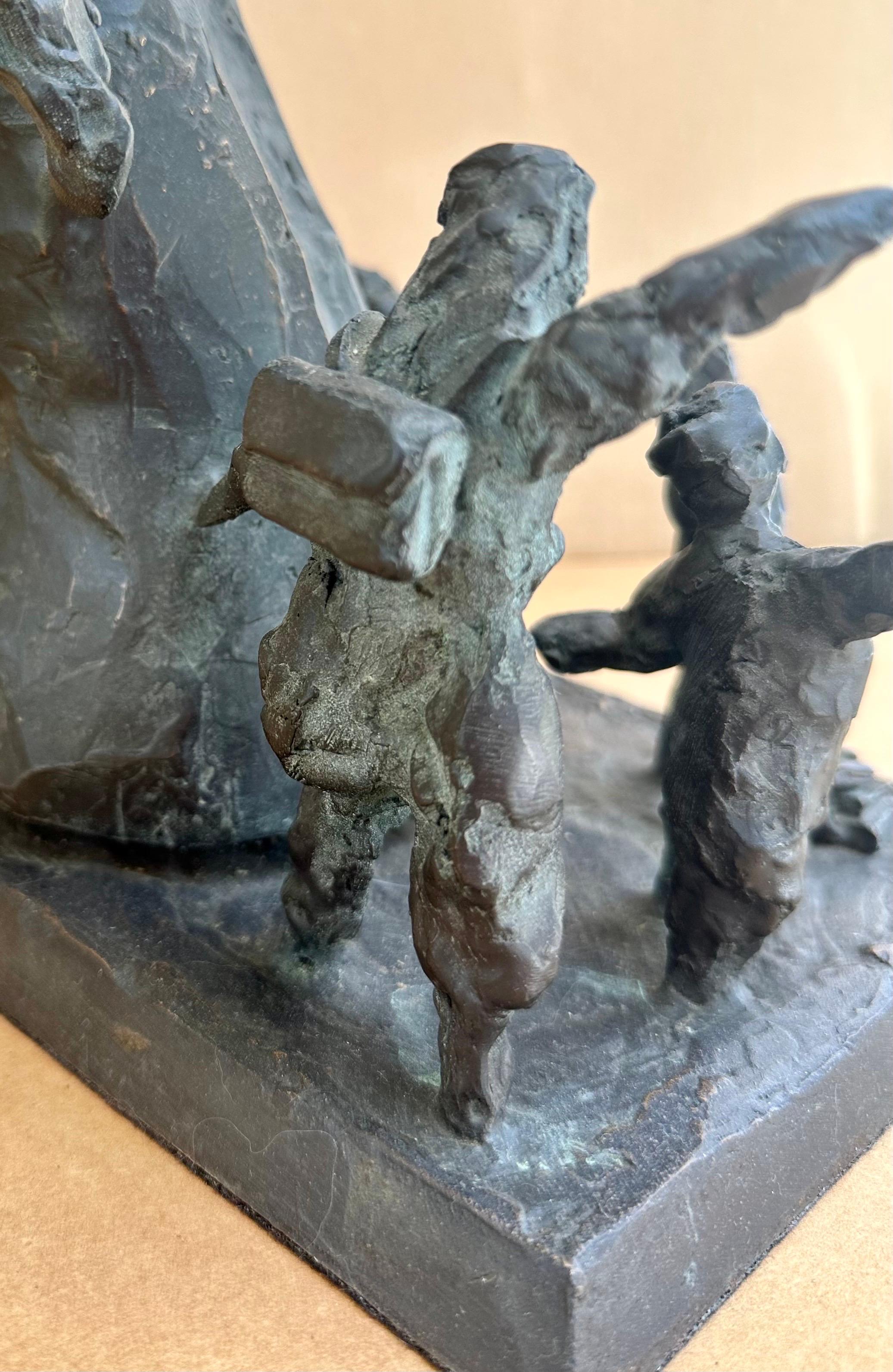 Modern Abstract Patinated Bronze Sculpture attrib. Jane DeDecker For Sale 5