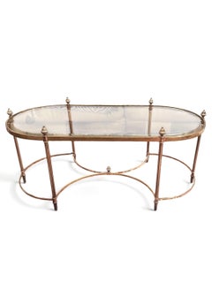 French Neoclassical Hollywood Regency Maison Jensen Style Oval Coffee Table