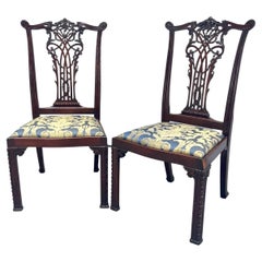 Pair of English Chippendale Mahogany Side Chairs, circa 1890