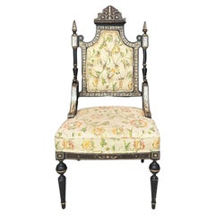Mid Victorian Ebonized Chair with Mother of Pearl Inlay.