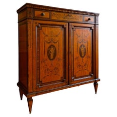 English Adam Style Satinwood Inlaid Parlor Cabinet English Adam Style Satinwood Inlaid Parlor Cabinet