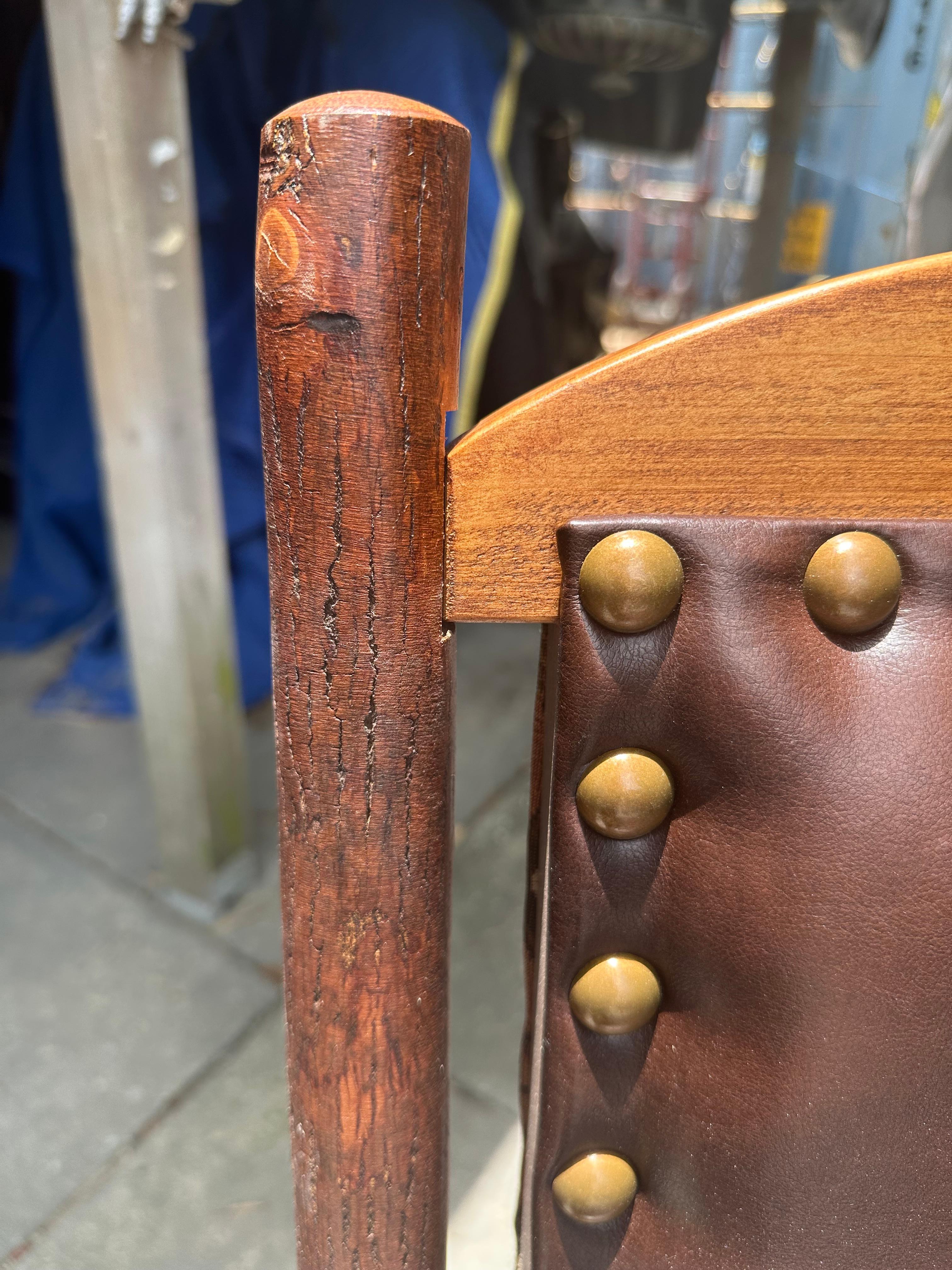 Old Hickory Pagosa Side Chairs, Braunes Leder, Navajo Polsterung. im Angebot 6