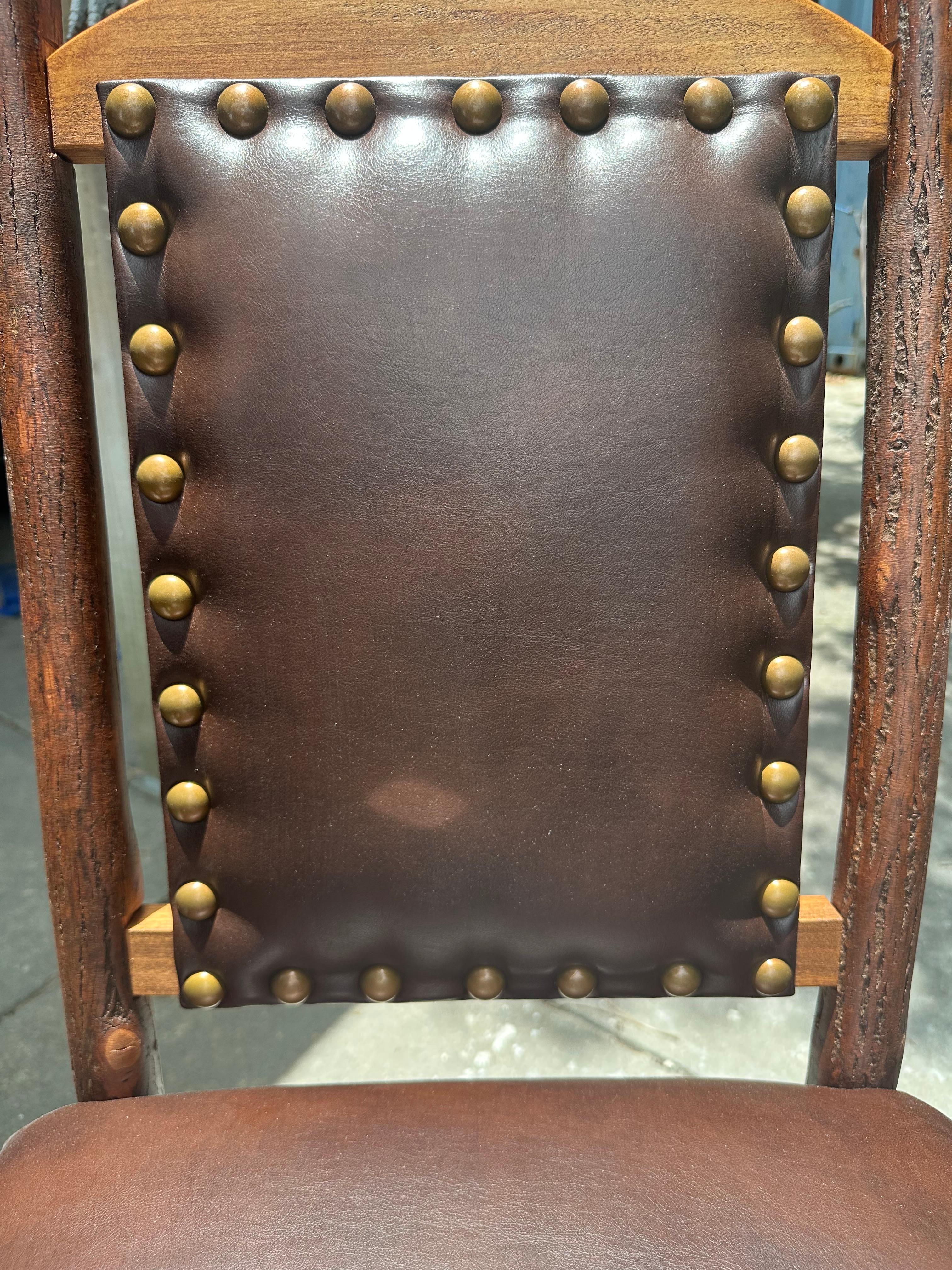 Old Hickory Pagosa Side Chairs, Braunes Leder, Navajo Polsterung. im Angebot 7