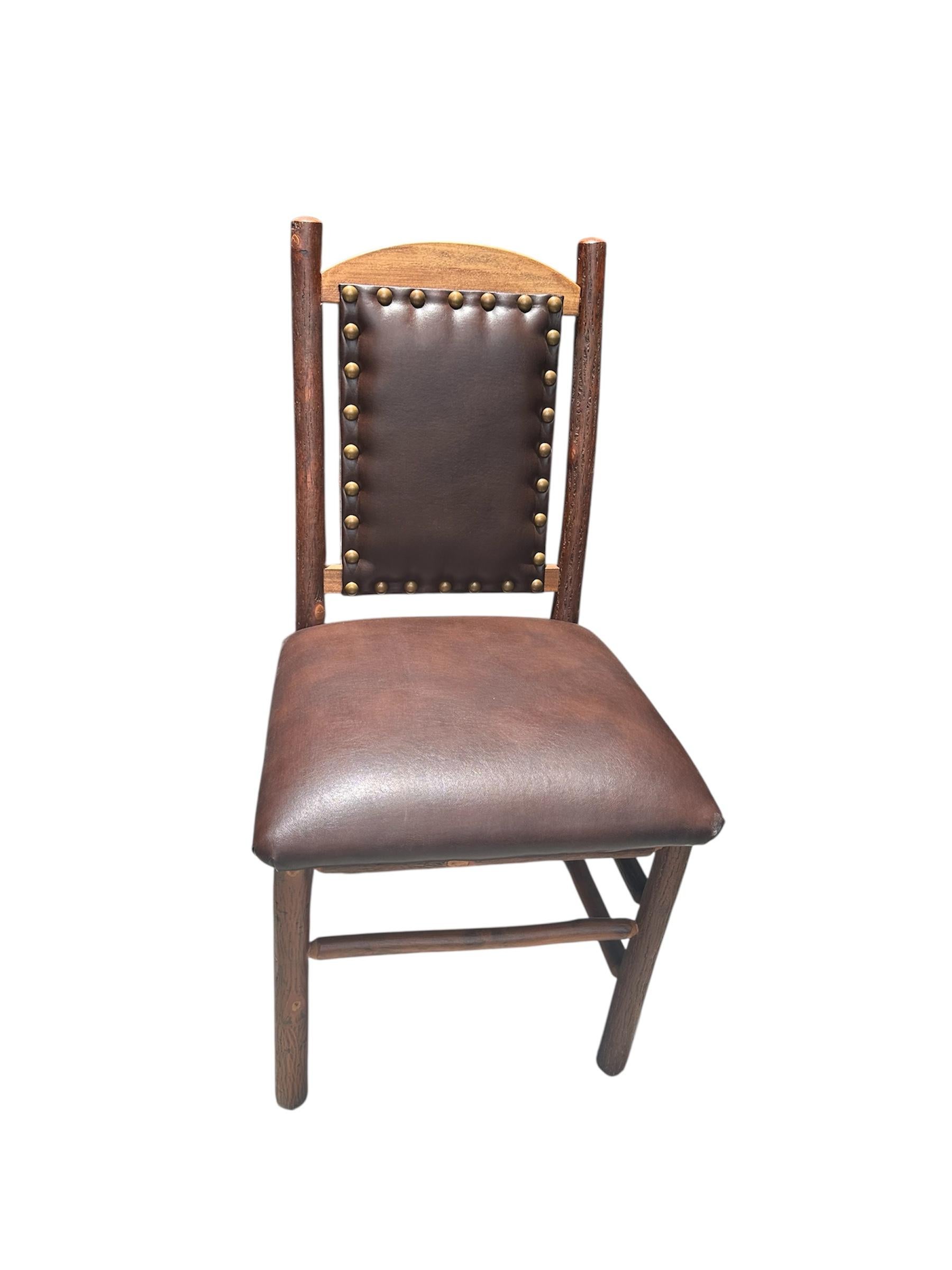 Old Hickory Pagosa Side Chairs, Braunes Leder, Navajo Polsterung. (Sonstiges) im Angebot