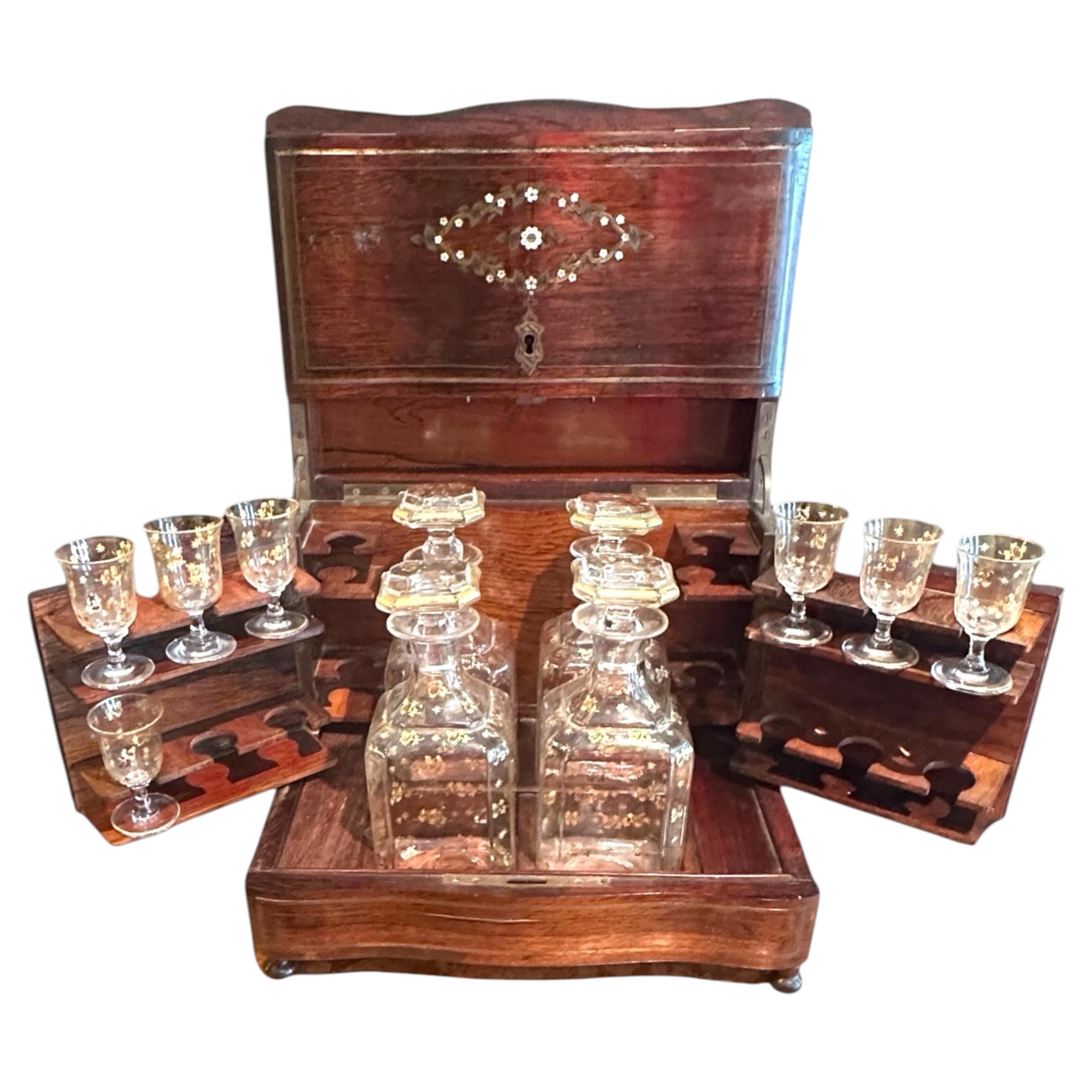 Antique French Napoleon III Marquetry "Cave à Liqueur" Liquor Cabinet, c. 1860. For Sale