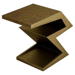 Wood coffee table with Bronze-colored Metallic finish handmade by Cupioli