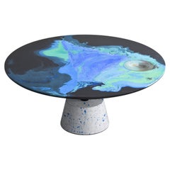 Coffee Table Iron Base and Cement Top Hand Decorated in Italy by Cupioli