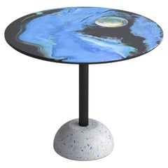 Coffee Table Iron Base and Cement Top Hand Decorated in Italy by Cupioli