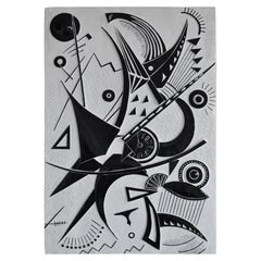 Black and white wall sculpture panel handmade in Italy by Cupioli