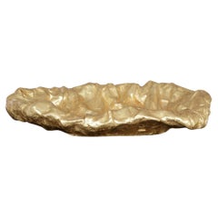 Ovale Tischdekoration aus Keramik mit Blattgold-Finish, handgefertigt in Italien