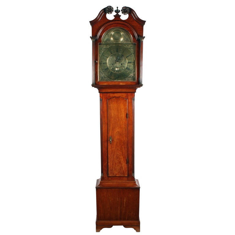 1959 Herschede Grandfather Clock with Five Tubes, Brass Dial and Key