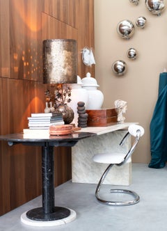 Large Sculptural Brass Table Lamp with Floral Base, 1970s