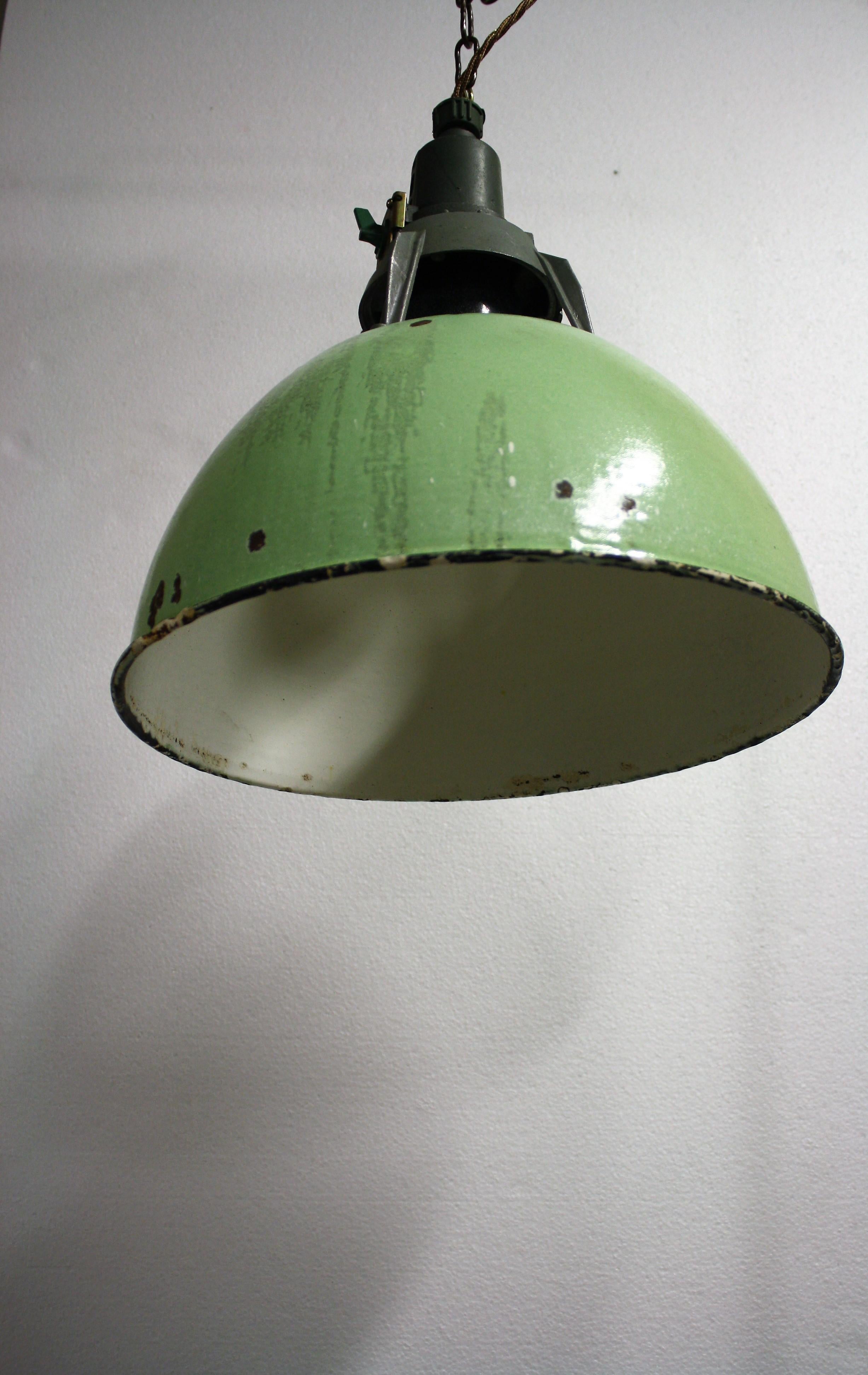 Enamel Vintage Industrial Pendant Lights, 1960s, Russia
